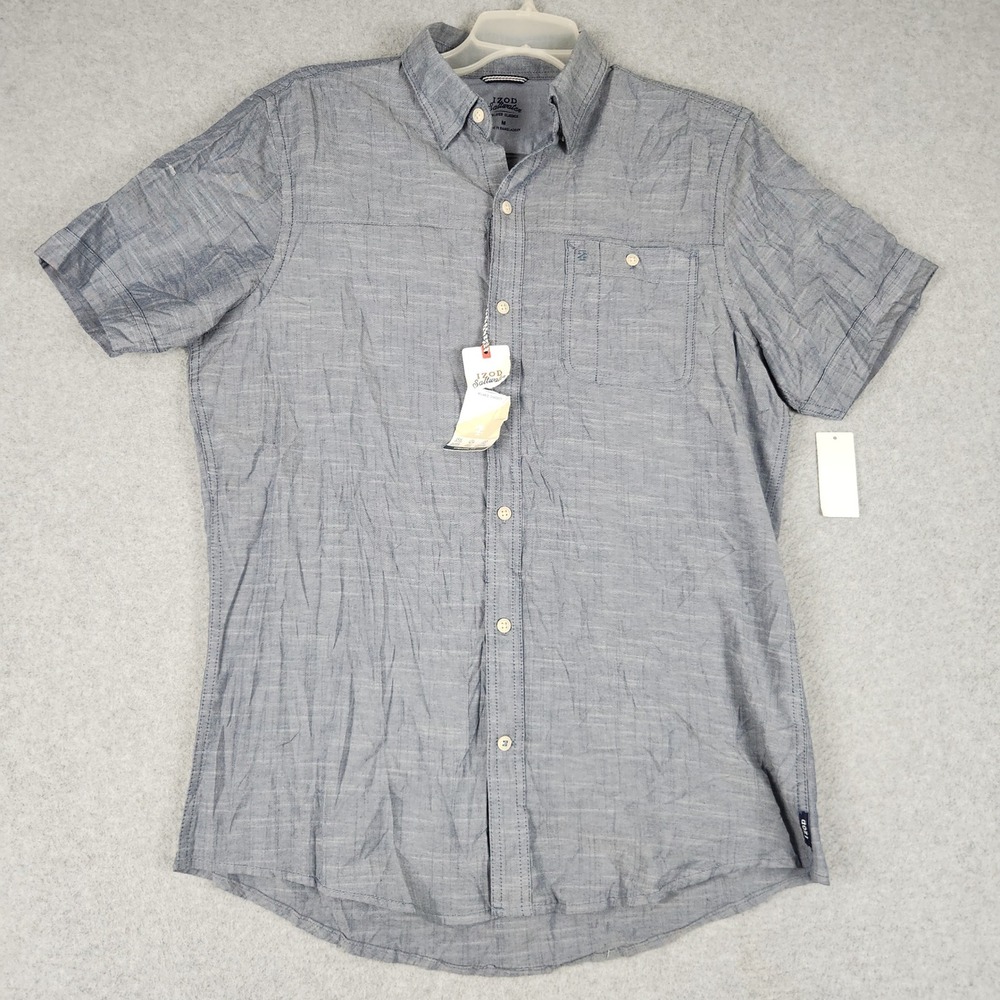 IZOD Saltwater Mens Medium Blue Relaxed Classics Natural Stretch Athletic Fit‎